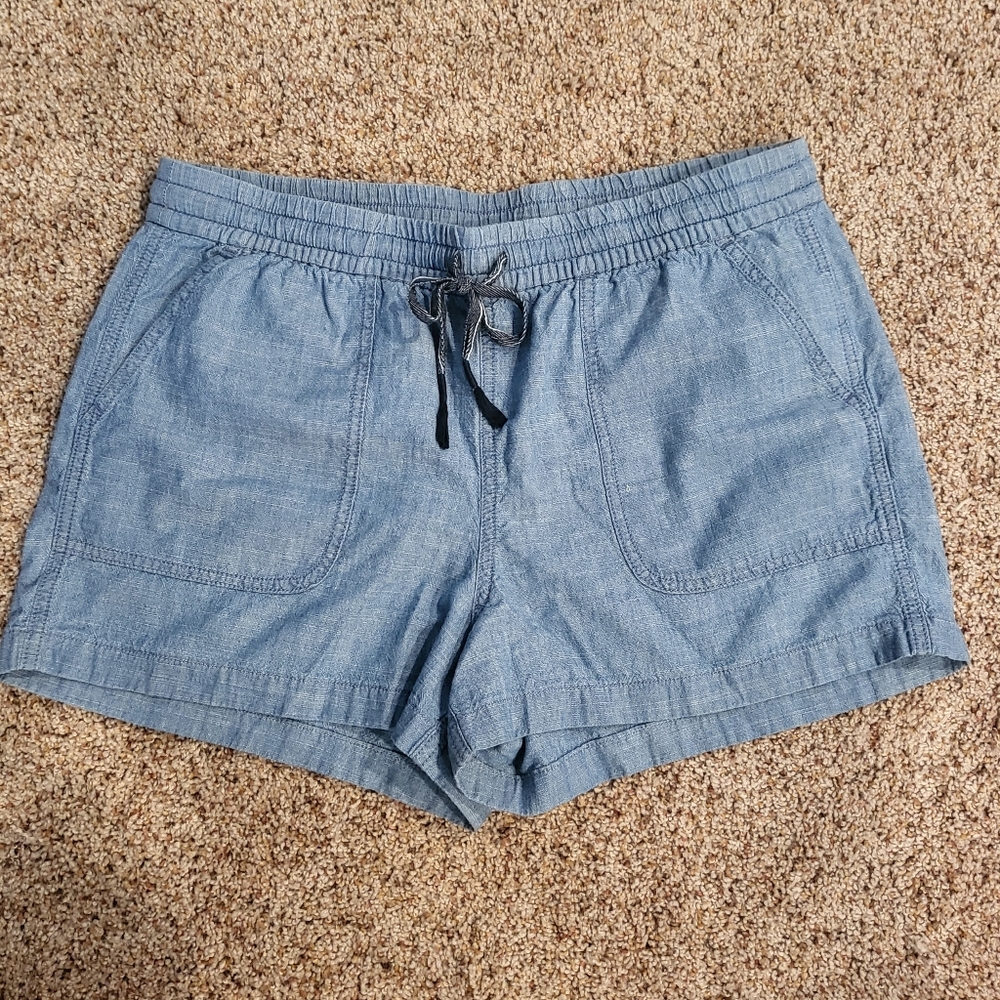 J Crew Drawstring Chambray Shorts, Size M - image 1